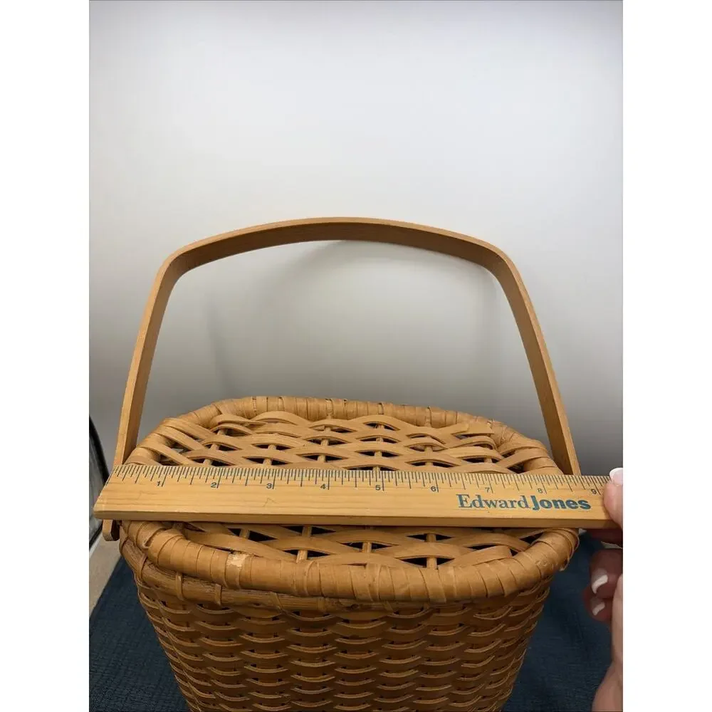 Hand Woven Lidded Basket With Brass Hardware Perfect For Binoculars